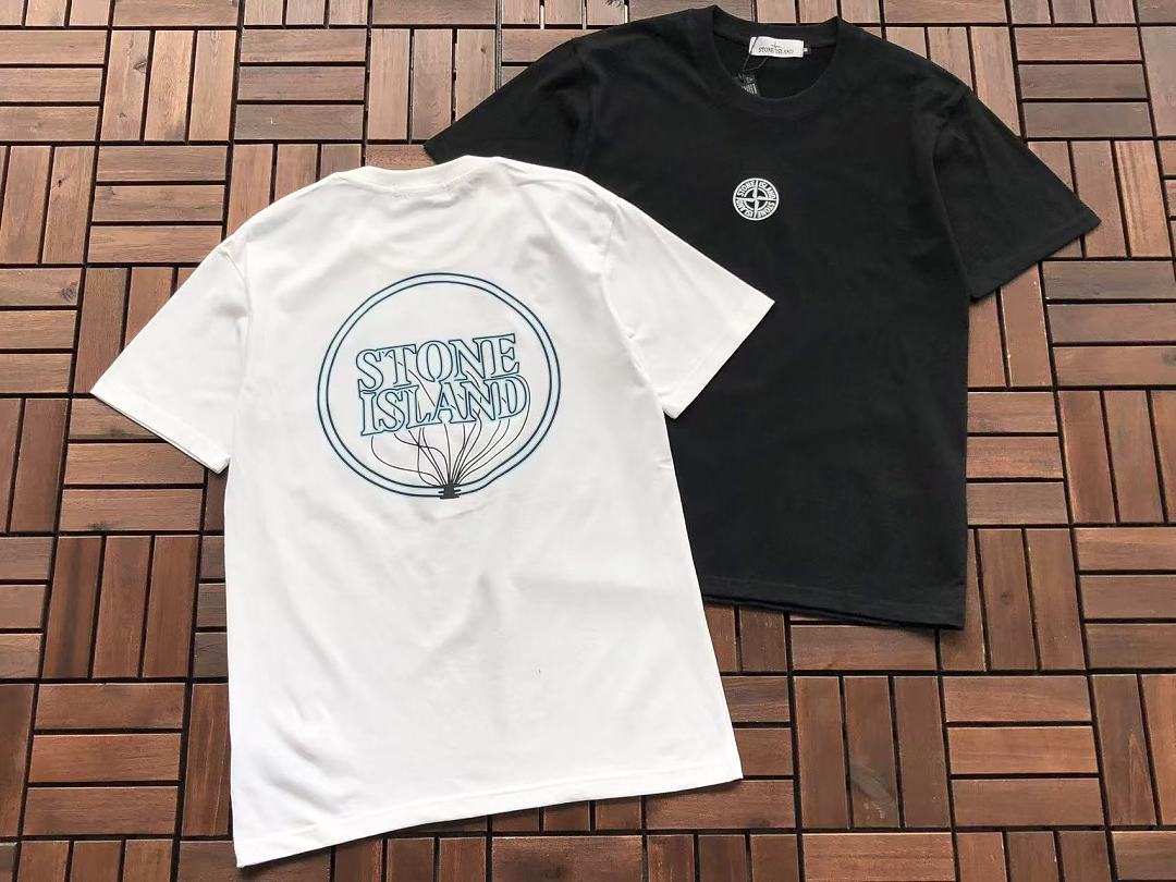 White Blue Circle Logo Stone Island T-Shirt