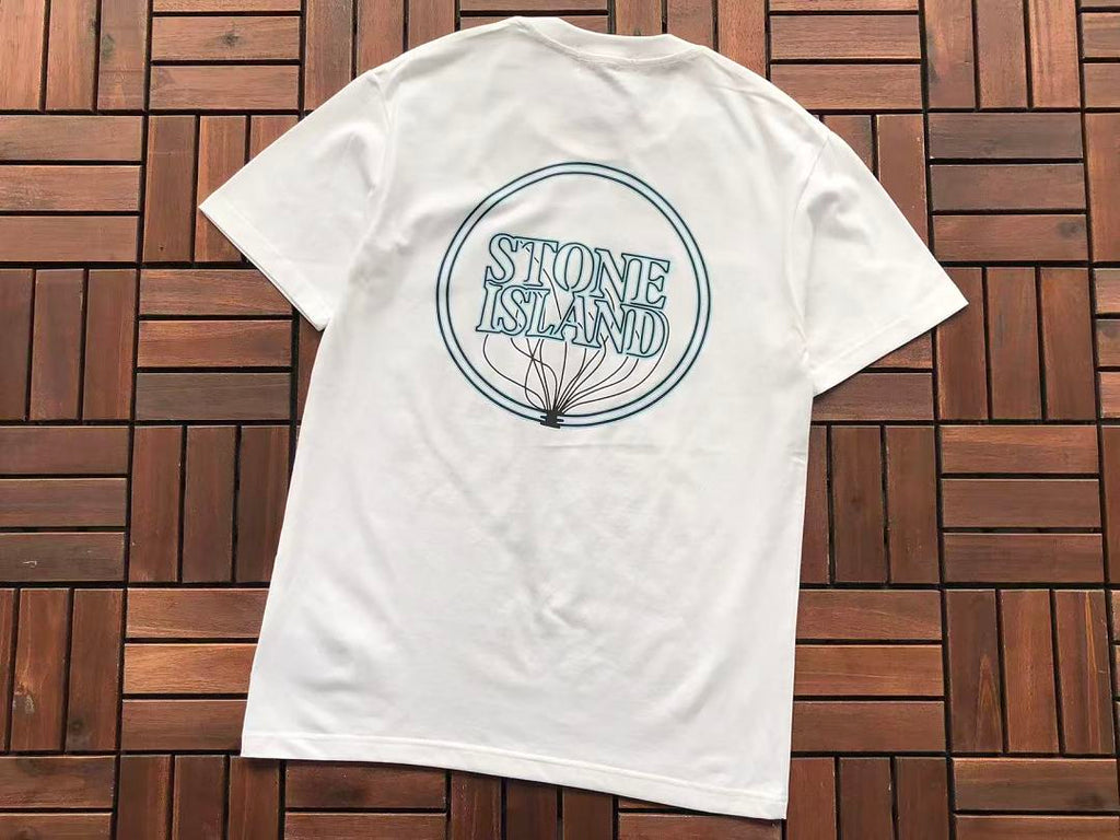 White Blue Circle Logo Stone Island T-Shirt