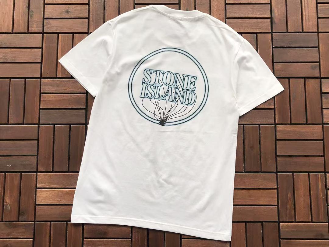 White Blue Circle Logo Stone Island T-Shirt