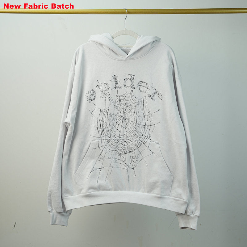 Sp5Der Rhinestone Logo Hoodie White