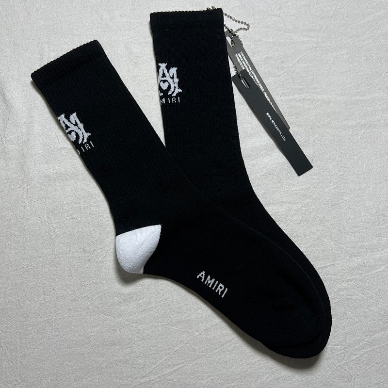 Black Crew Socks with Logo Detail