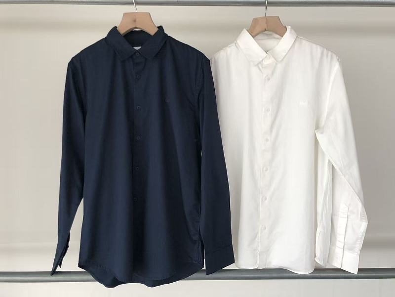 Lacoste Navy White Long-Sleeve Button-Up Shirt