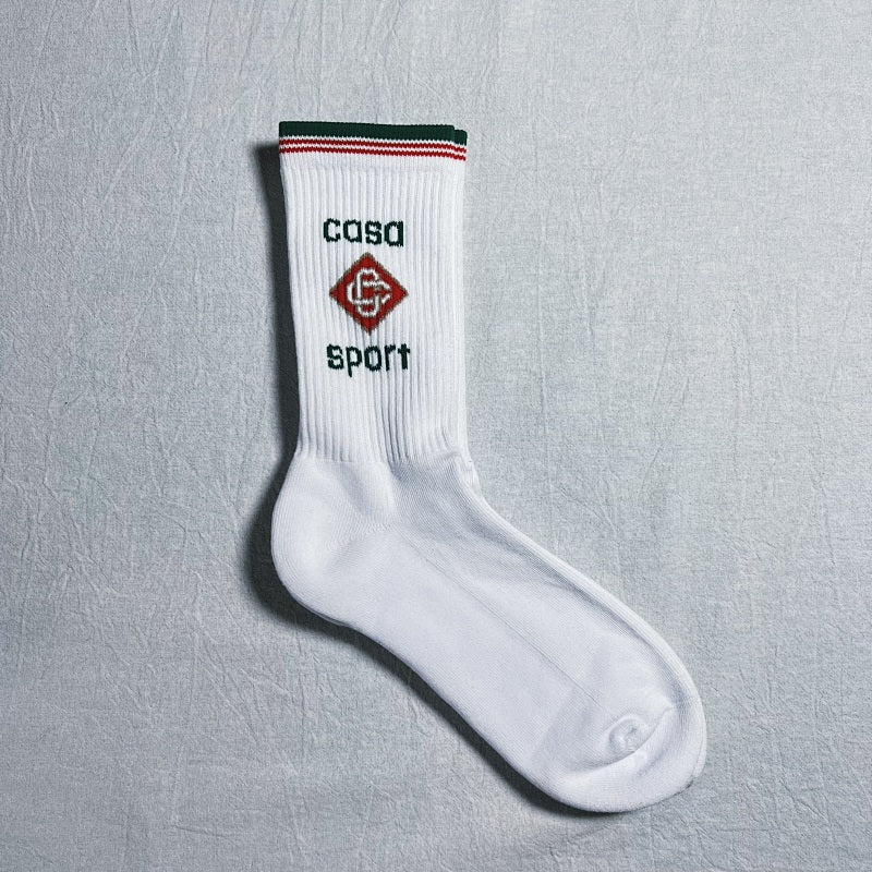 Casablanca Crew Socks - White/Green/Red