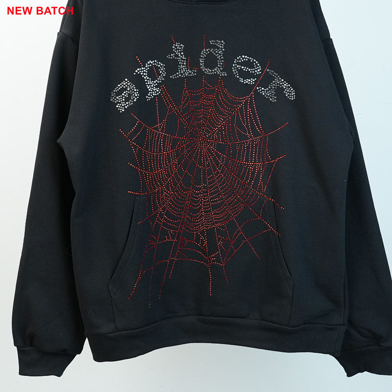 Sp5Der Rhinestone Logo Hoodie Black