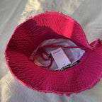 Jacquemus Pink Frayed Brim Bucket Hat