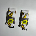 Oooh Yeah! Pizza Print Crew Socks - White/Yellow/Red