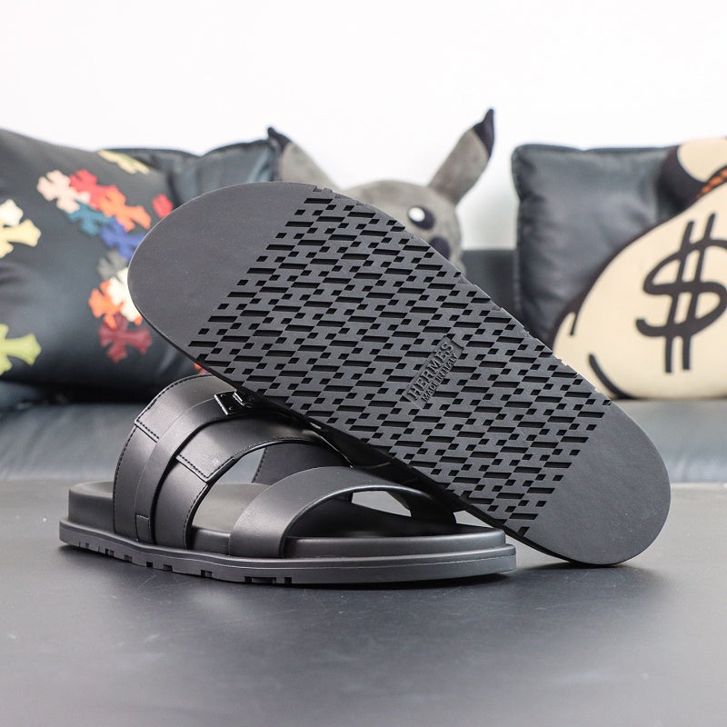 Hermes Extra Sandal - Black Calfskin