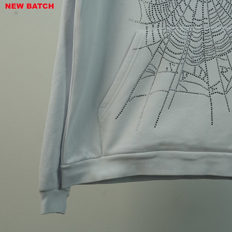 Sp5Der Rhinestone Logo Hoodie White