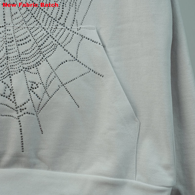 Sp5Der Rhinestone Logo Hoodie White