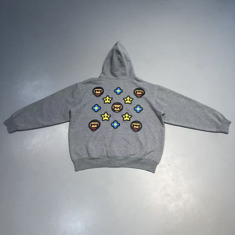 A Bathing Ape BAPE Baby Milo Multi-Patch Pullover Hoodie - Grey