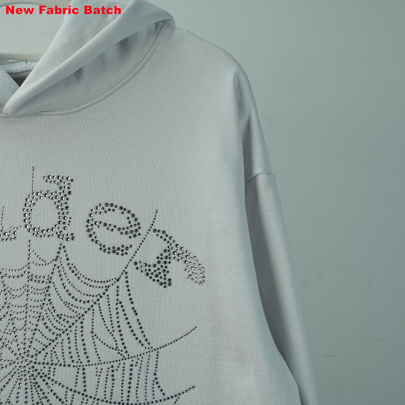 Sp5Der Rhinestone Logo Hoodie White