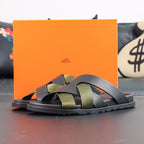 Hermes Izmir Sandal - Black/Khaki