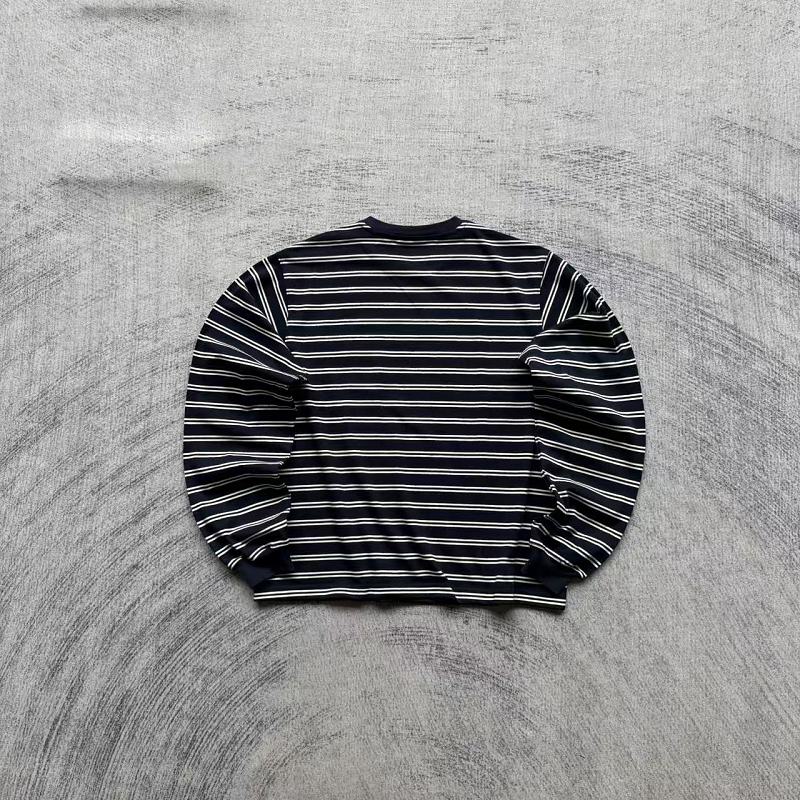 Unknown Brand Striped Long Sleeve Crewneck - Navy/White