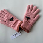 Knit Winter Gloves with Emblem Patch