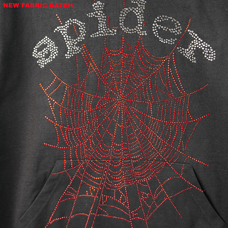 Sp5Der Rhinestone Logo Hoodie Black