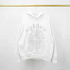 Sp5Der 0G Rhinestone Logo Hoodie White
