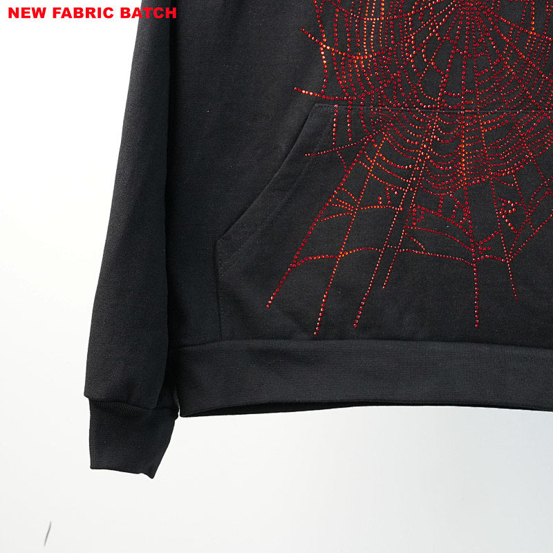 Sp5Der Rhinestone Logo Hoodie Black