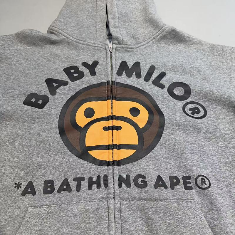 A Bathing Ape BAPE Baby Milo Multi-Patch Pullover Hoodie - Grey