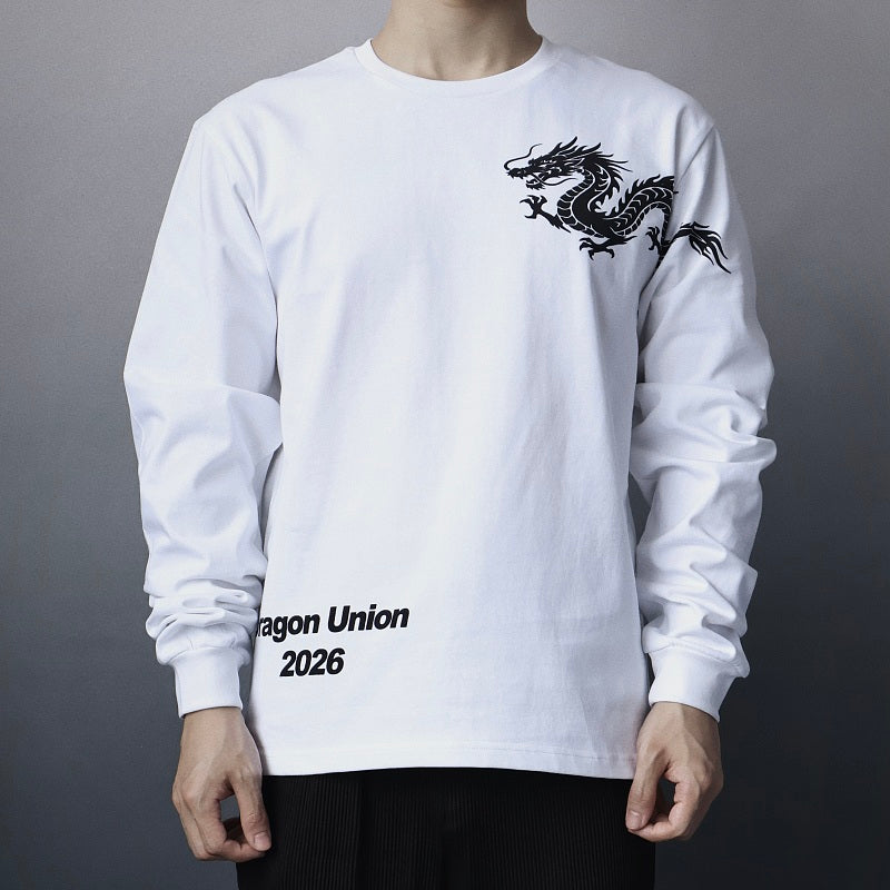 Unknown Brand Dragon Graphic Zip Hoodie - Black/White
