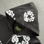 Rhinestone Cotton Wreath Zip Hoodie