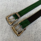 Crocodile-Embossed Belt - Green