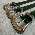 Crocodile-Embossed Belt - Green
