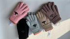 Knit Winter Gloves with Emblem Patch