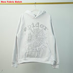Sp5Der Rhinestone Logo Hoodie White