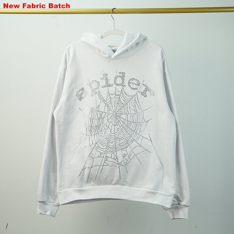 Sp5Der Rhinestone Logo Hoodie White