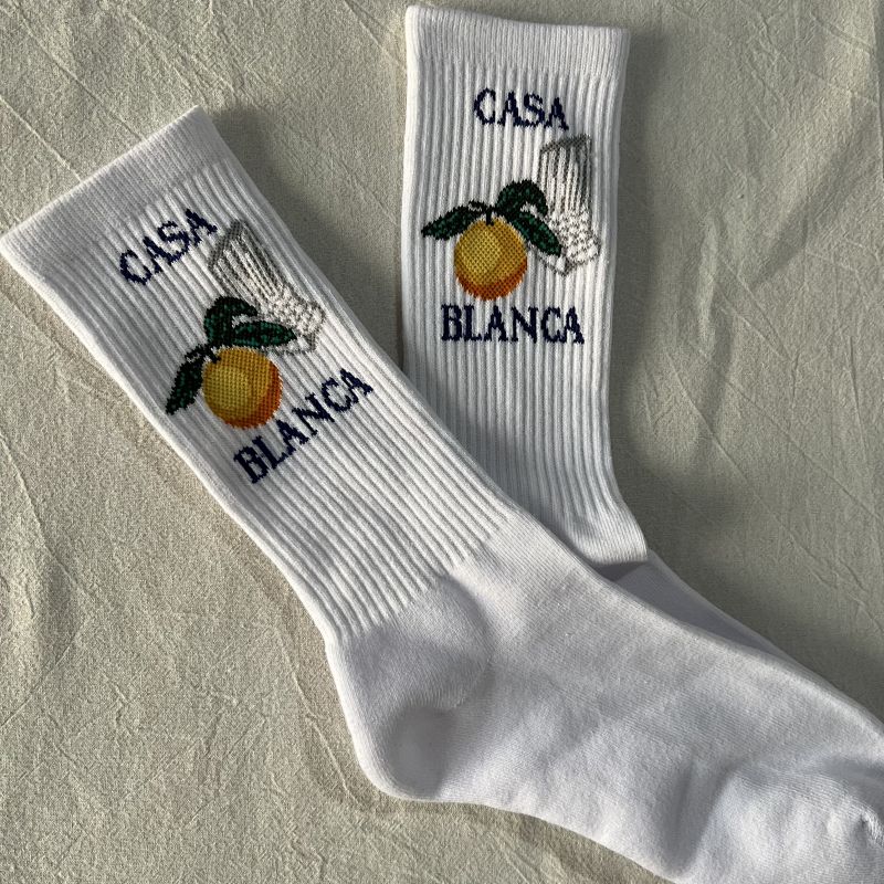 Casablanca Orange Graphic Crew Socks