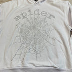 Sp5Der Rhinestone Logo Hoodie White