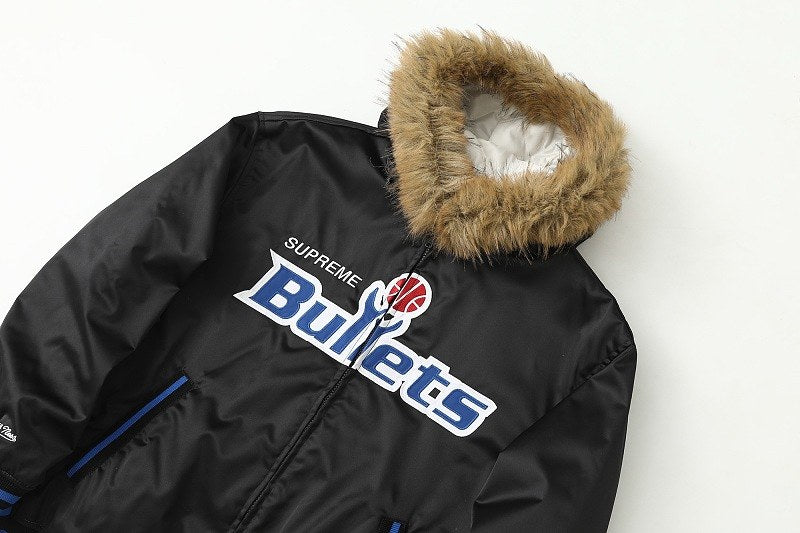 Supreme Basketball Fur-Trim Hooded Bomber Jacket