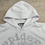 Sp5Der Rhinestone Logo Hoodie White
