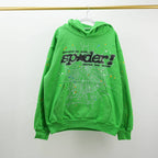 Sp5Der Punk V2 Rhinestone Hoodie Bright Green
