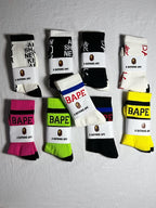 A Bathing Ape Socks - Black/White/Pink/Neon Green/Yellow/Blue