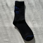 Ribbed Knit Crew Socks with Button Detail