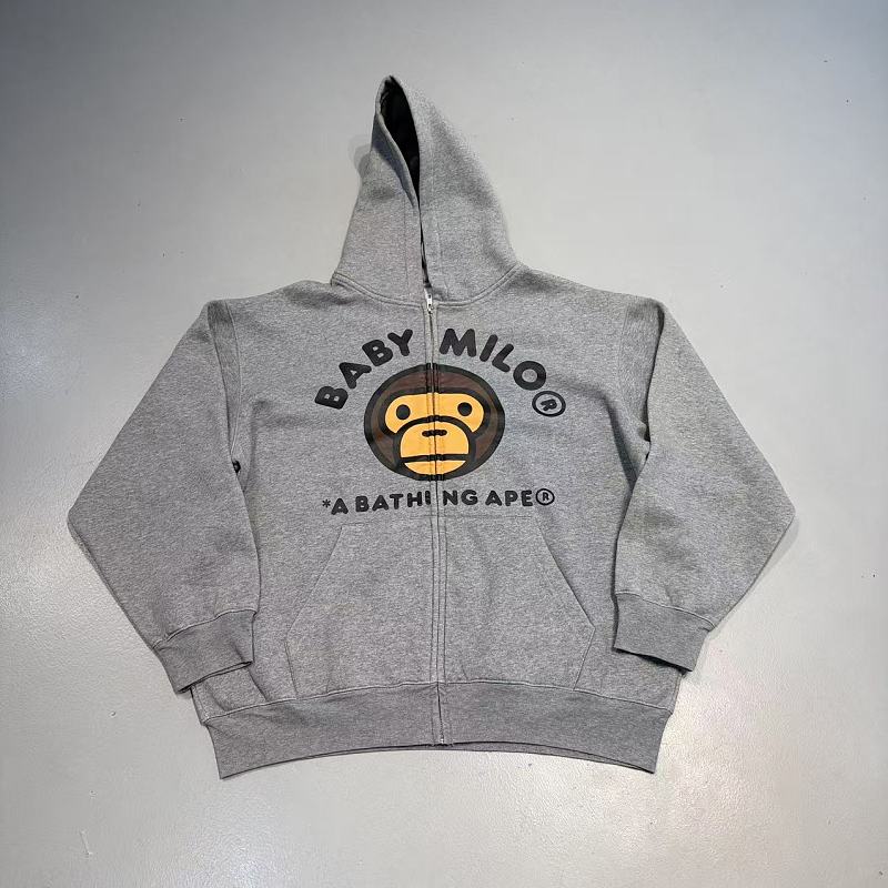 A Bathing Ape BAPE Baby Milo Multi-Patch Pullover Hoodie - Grey