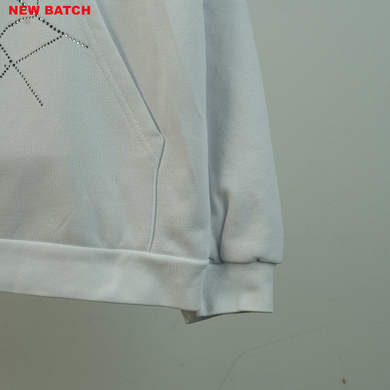 Sp5Der Rhinestone Logo Hoodie White