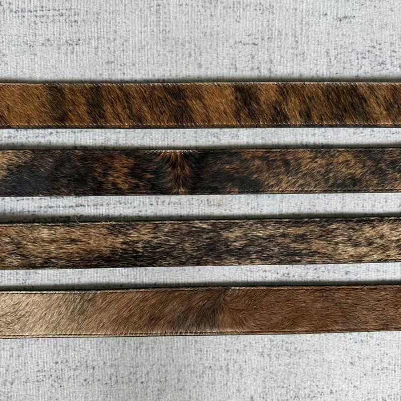 Unknown Brand Cowhide Hair-On Belt - Tan/Brown