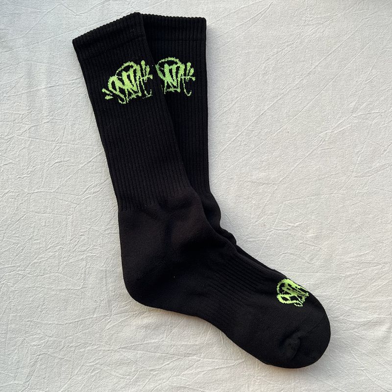 Black Crew Socks with Graffiti Logo Twin Pack