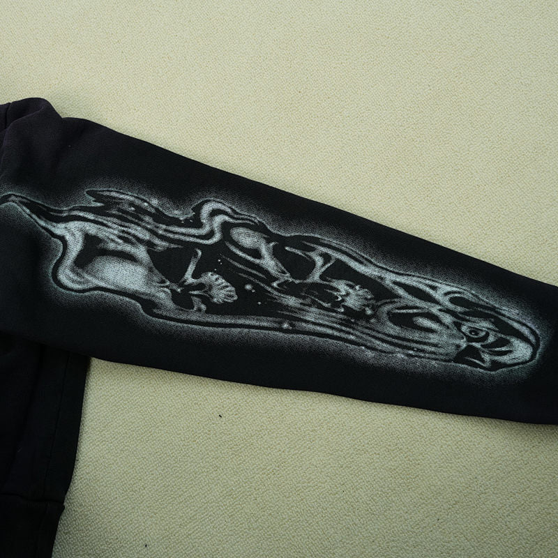 Hellstar Airbrushed Skull Hoodie Black