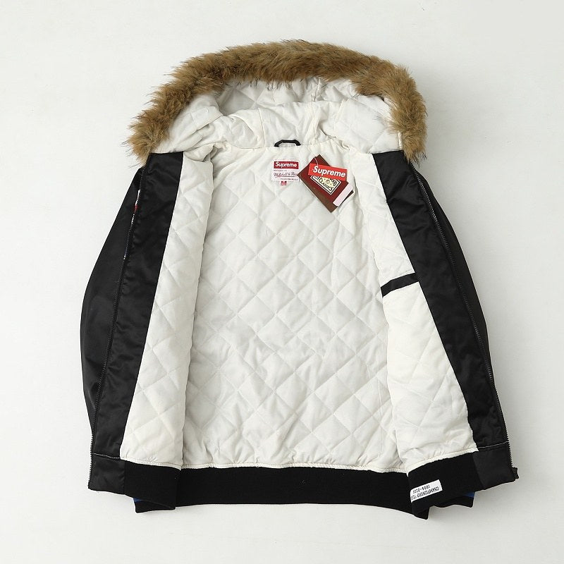 Supreme Basketball Fur-Trim Hooded Bomber Jacket