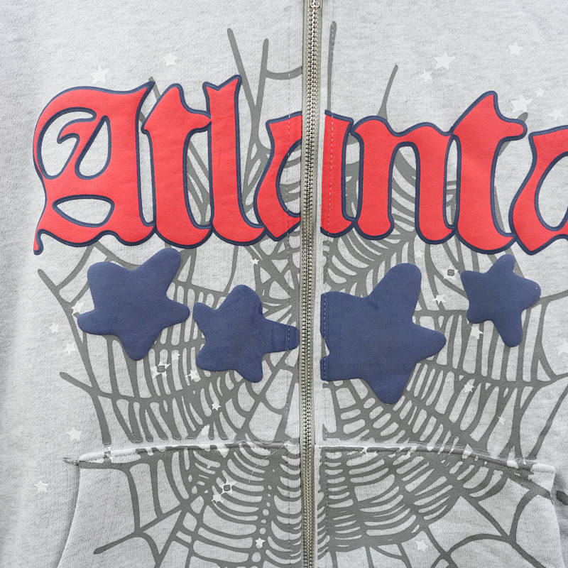 Sp5Der Atlanta Full Zip Hoodie Heather Grey