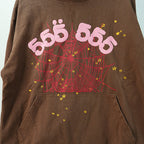 Sp5der Angel Number Hoodie Brown