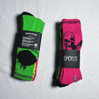 FOTI Skull Crew Socks 3-Pack - Pink/Black/Neon Green/Yellow