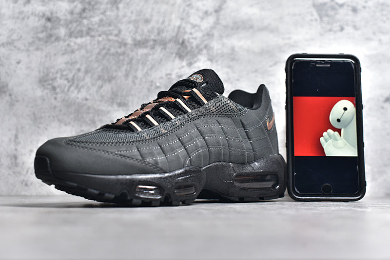 Black and Bronze Air Cushion Athletic Sneaker
