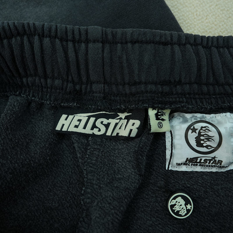 Hellstar No Guts No Glory Closed Elastic Bottom Sweatpants Midnight Dye Black
