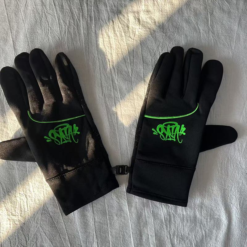 Black Full-Finger Gloves with Graffiti Logo