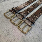 Snakeskin-Embossed Belt - Taupe/Brown