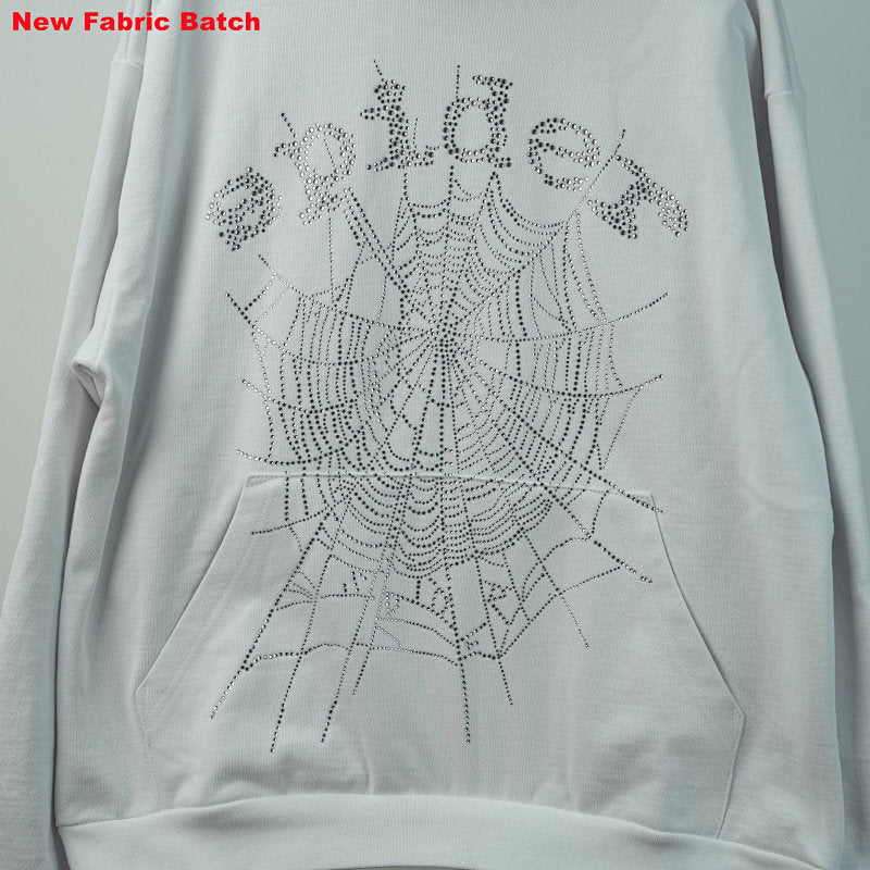 Sp5Der Rhinestone Logo Hoodie White